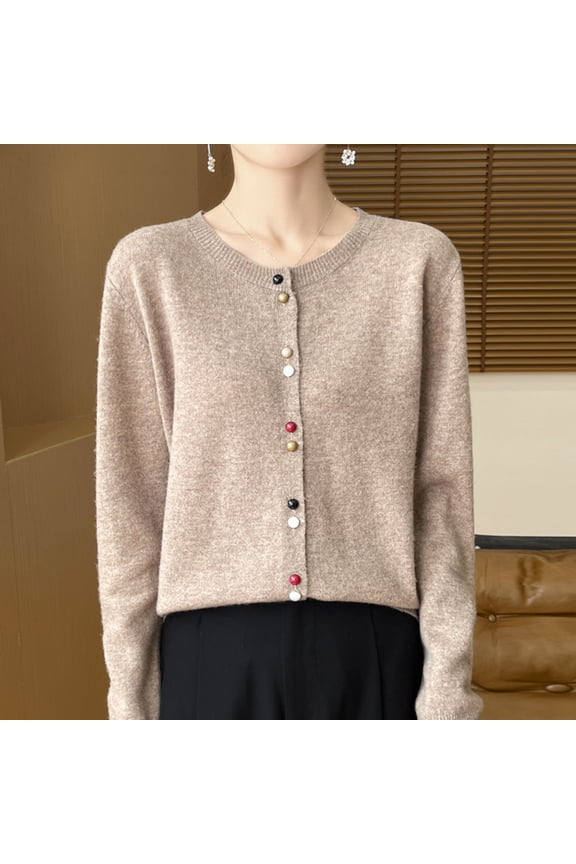 Wancir Womens Long Sleeve V-Neck Button Down Cardigan Sweaters Knit Open Front Lightweight 2024 Ladies Fall Outwear