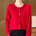 thumbnail image 1 of Wancir Womens Long Sleeve V-Neck Button Down Cardigan Sweaters Knit Open Front Lightweight 2024 Ladies Fall Outwear, 1 of 5