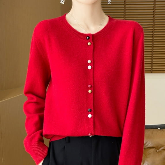 Wancir Womens Long Sleeve V-Neck Button Down Cardigan Sweaters Knit Open Front Lightweight 2024 Ladies Fall Outwear