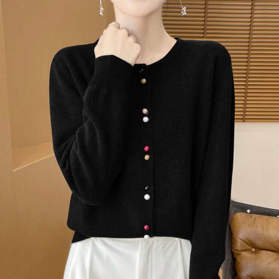 Wancir Womens Long Sleeve V-Neck Button Down Cardigan Sweaters Knit Open Front Lightweight 2024 Ladies Fall Outwear