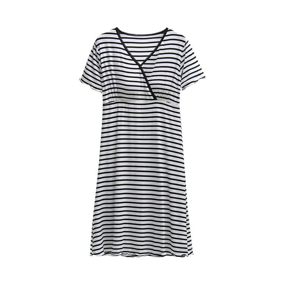 Wancir Womens Maternity Dress Short Sleeve Round-Neck Nursing Dresses Pregnancy Clothes