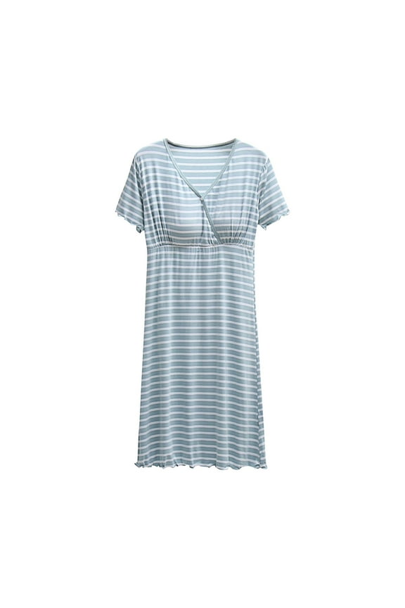 Wancir Womens Maternity Dress Short Sleeve Round-Neck Nursing Dresses Pregnancy Clothes