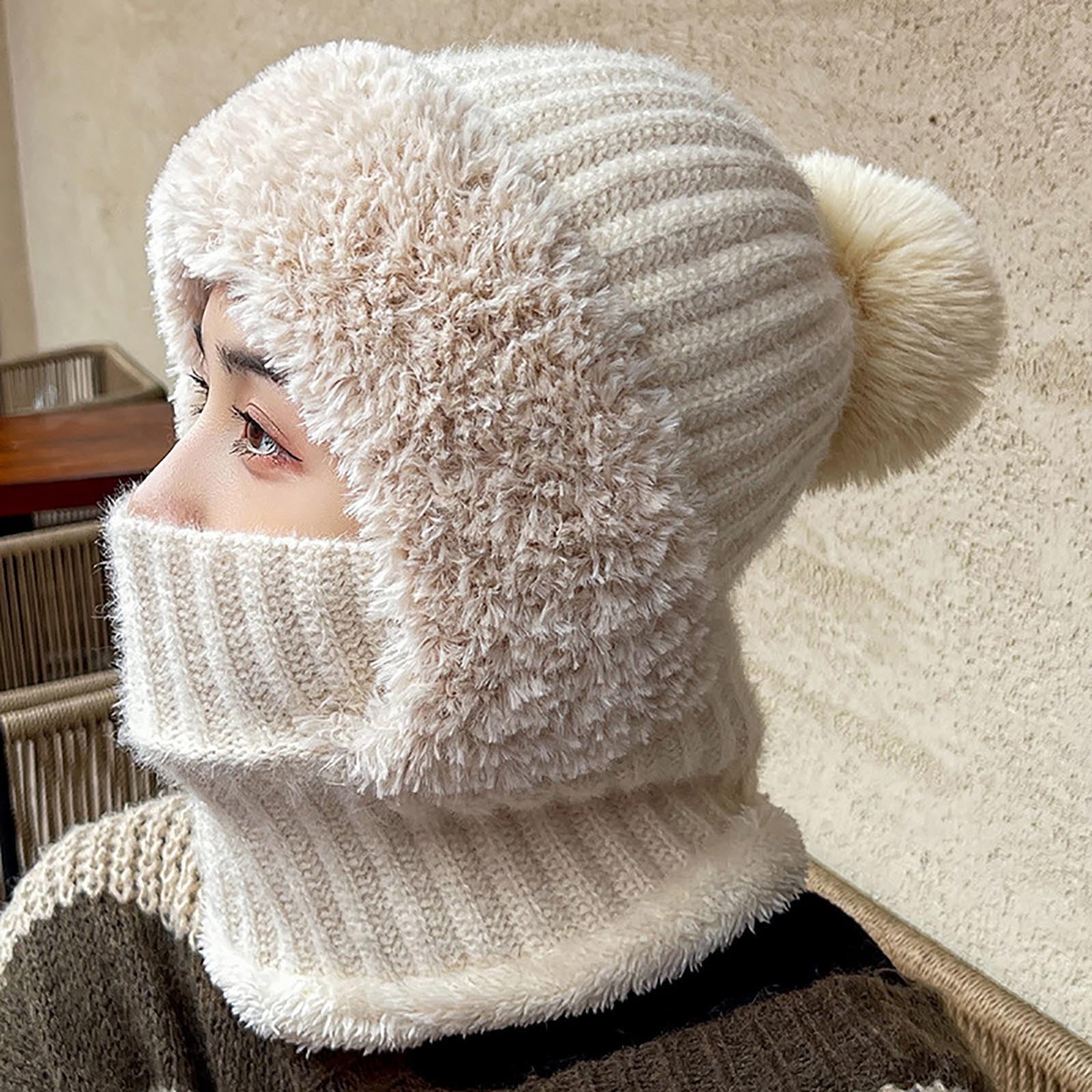 Wancir Womens Men Winter Beanie Hat，Scarf Mask Warm Winter Knitted Hat Thick Slouchy Snow Knit Skull Ski Cap