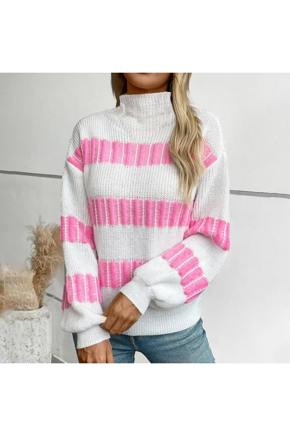 Wancir Womens Mock Neck Long Sleeve Knit Sweaters Turtleneck Casual Lightweight Button Cuffs Fall Pullover Sweater