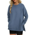 thumbnail image 1 of Wancir Womens Oversized Sweatshirt Crewneck Sweatshirts Long Sleeve Tops Casual Side Split, 1 of 7