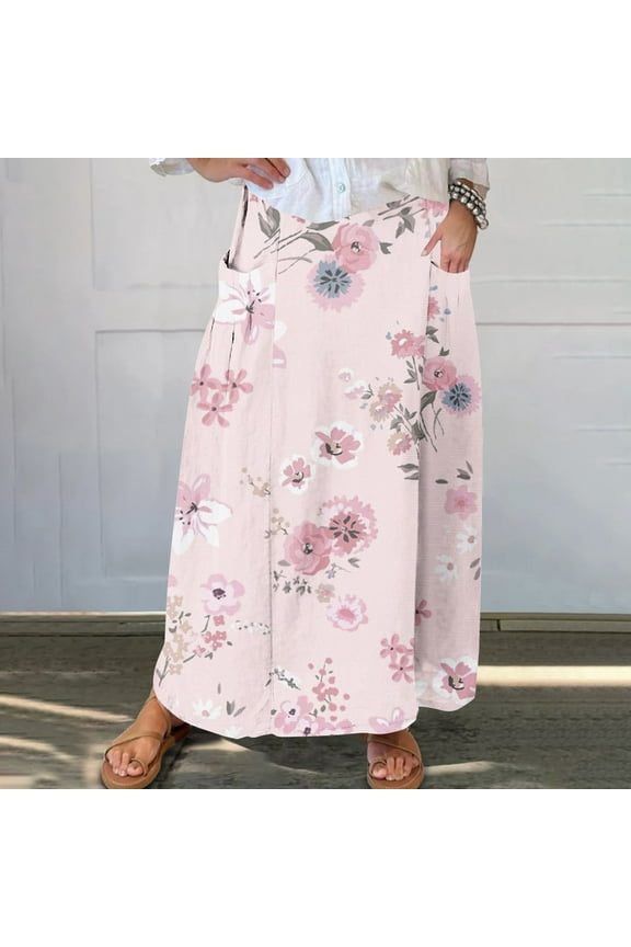 Wancir Womens Plaid Wool Skirts Elastic Waist A-Line Pleated Tartan Long Skirts