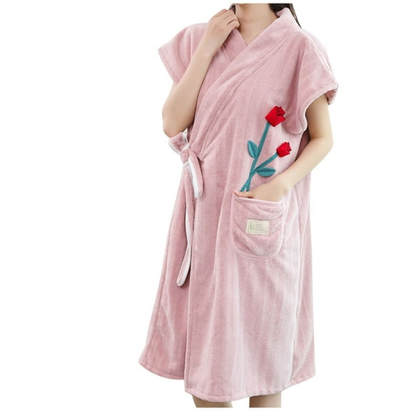 Wancir Womens Plush Fleece Robe: Flannel Warm Bathrobe - Full Length Winter Housecoat - Soft Cozy Nightgown Sleepwear