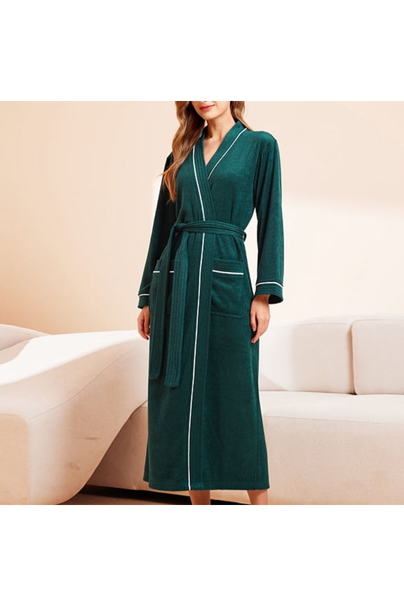 Wancir Womens Robe Lightweight Cotton Robes Knit Bathrobe Soft Ladies Sleepwear with Pockets