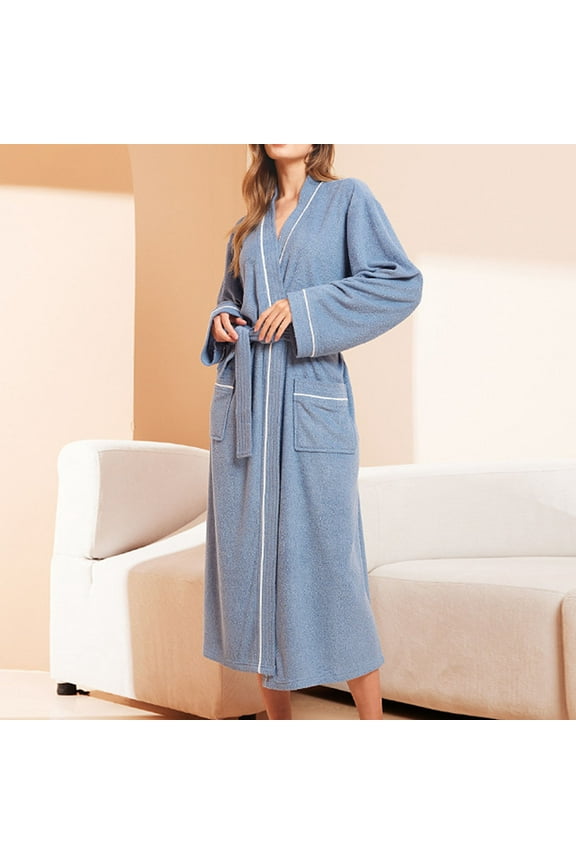 Wancir Womens Robe Lightweight Cotton Robes Knit Bathrobe Soft Ladies Sleepwear with Pockets
