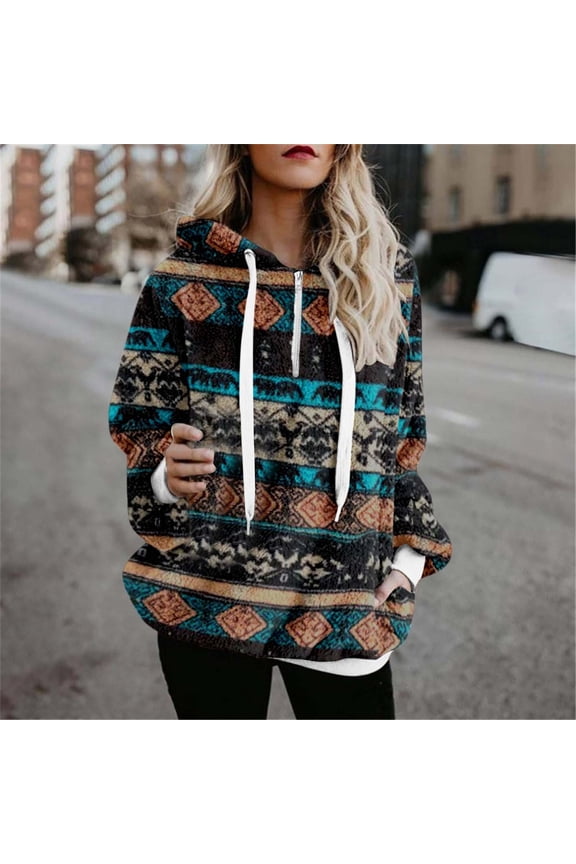 Wancir Womens Sherpa Pullover Hoodie with Pockets Fuzzy Fleece Sweatshirt Buffalo Plaid Fluffy Coat