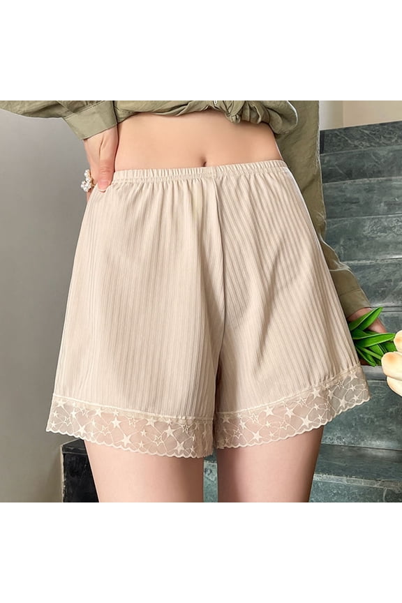 Wancir Womens Slip Shorts Lace Trim Pettipants Bloomers Split Skirt Culottes Half Slips Under Dresses Shorts for Women