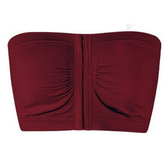Wancir Womens Strapless Bra Non-Slip Padded Bandeau Bras Front Closure Bras for Women Wavy Trim Seamless Tube Top Bralette