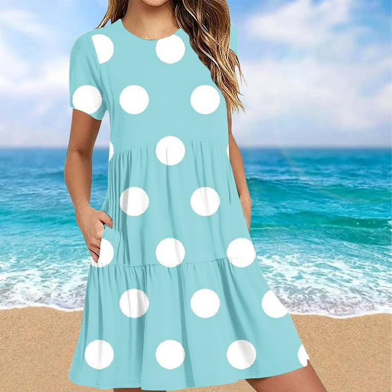 Wancir Womens Summer Dress 2024 Casual Short Sleeve Empire Waist