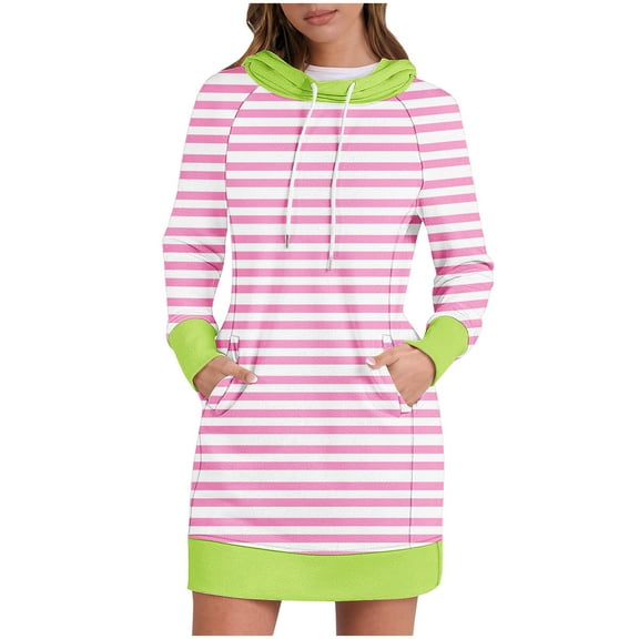 Wancir Womens Sweatshirt Dress Long Sleeve Hoodies Mini Dresses Fleece Casual Hoodie with Pockets 2024 Fall Fashion