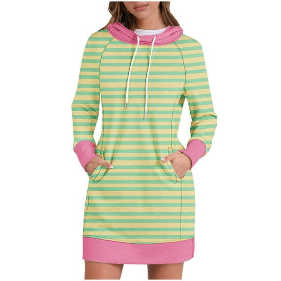 Wancir Womens Sweatshirt Dress Long Sleeve Hoodies Mini Dresses Fleece Casual Hoodie with Pockets 2024 Fall Fashion