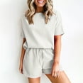 thumbnail image 1 of Wancir Womens Two Piece Short Sets for Summer Cute 2 Piece Outfits 2024 Casual Short Sleeve Crop Top And Shorts Matching Sets, 1 of 9