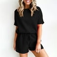 thumbnail image 1 of Wancir Womens Two Piece Short Sets for Summer Cute 2 Piece Outfits 2024 Casual Short Sleeve Crop Top And Shorts Matching Sets, 1 of 9