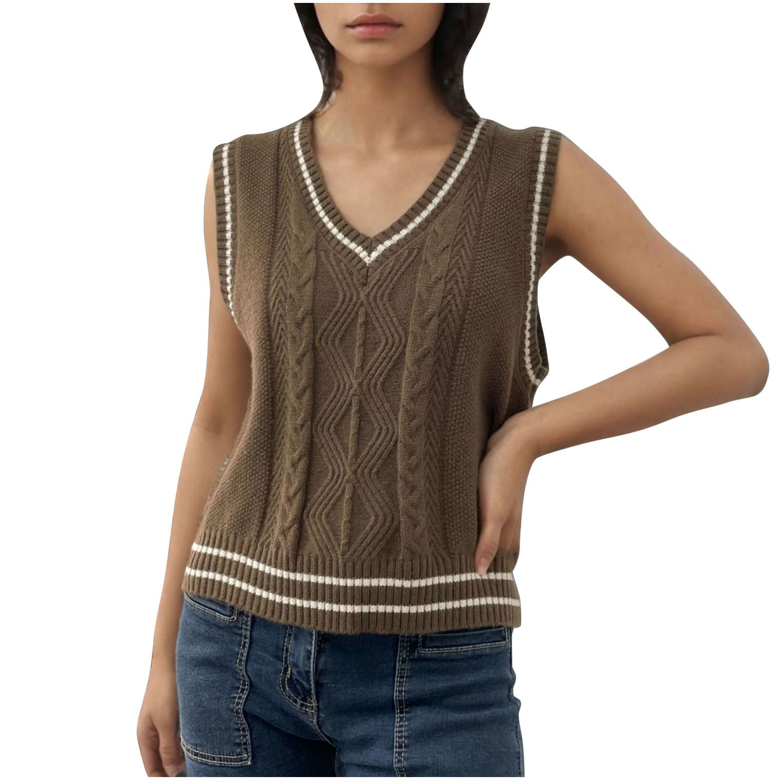 Pxiakgy Ladies College Style Knitted Sweater Vest Sleeveless Pxiakgy Ladies College Style Knitted Sweater Vest Sleeveless