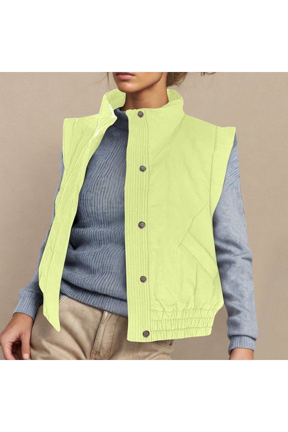 Wancir Womens Vests Outerwear Button-Down Lapel Collar Elastic Hem Lightweight Spring Waistcoat Sleeveless Jacket Cargo Vest