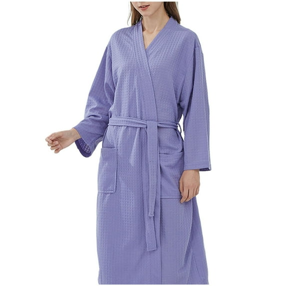 Wancir Womens Waffle Robe, Kimono Spa Bathrobe Soft Bath Robe for Women