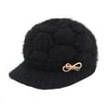 thumbnail image 1 of Wancir Womens Winter Cable Warm Fleece Lined Crochet Knit Hat W/Visor Newsboy Cabbie Cap, 1 of 2