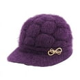 thumbnail image 1 of Wancir Womens Winter Cable Warm Fleece Lined Crochet Knit Hat W/Visor Newsboy Cabbie Cap, 1 of 2