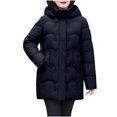thumbnail image 1 of Wancir Womens Zipper Hooded Puffer Jacket Long Sleeve Winter Warm Down Coats with Pockets, 1 of 7