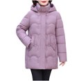 thumbnail image 1 of Wancir Womens Zipper Hooded Puffer Jacket Long Sleeve Winter Warm Down Coats with Pockets, 1 of 7