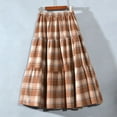 thumbnail image 1 of Wancir Wool Plaid Skirts for Women Fall Winter High Waisted Midi Length Pleated A Line Ruffle Long Skirt, 1 of 5