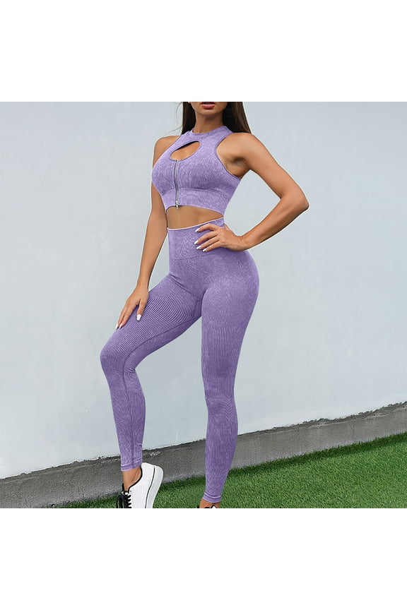 Wancir Workout Sets for Women 2 Piece High Waisted Seamless Leggings with Padded Stretchy Sports Bra Sets Gym Clothes