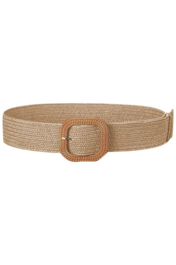 Wancir Woven Belt for Women Straw Elastic Stretch Waist Belt Boho Belts Ladies Summer Beach Dress Belts