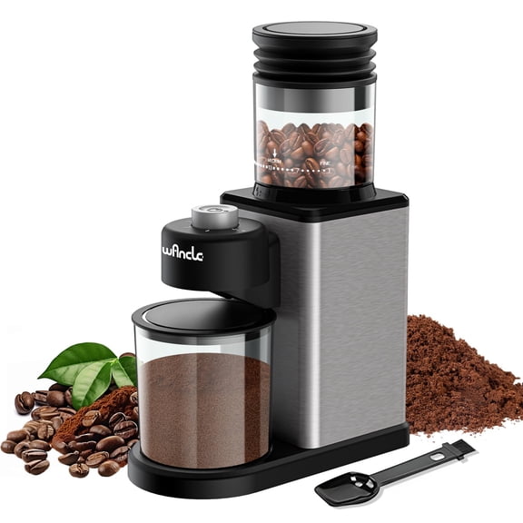 Wancle Conical Burr Coffee Grinder, Coffee Bean Grinder with Adjustable Grind Settings for Espresso, Drip & French Press, Low Noise & Anti-static with Powder Blower, Stainless Steel Burr