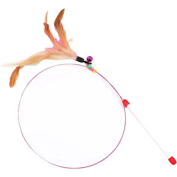 Wand Cat Feather Toy Steel Wire Interactive Stick Training Beads Bells Kitten Toys Pet Funny Fishing Pole for Bored Indoor Chase & Exercise1Pcs