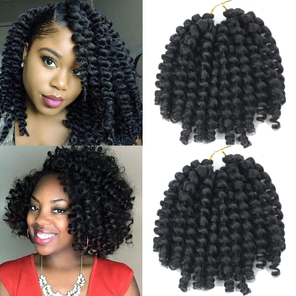 Jamaican Bounce Crochet Hair 8 Inch,Wand Curl Crochet Hair,Short Curly  Braiding Hair Jumbo Passion Twist Crochet Hair for Black Women(4 PCS, 1B)