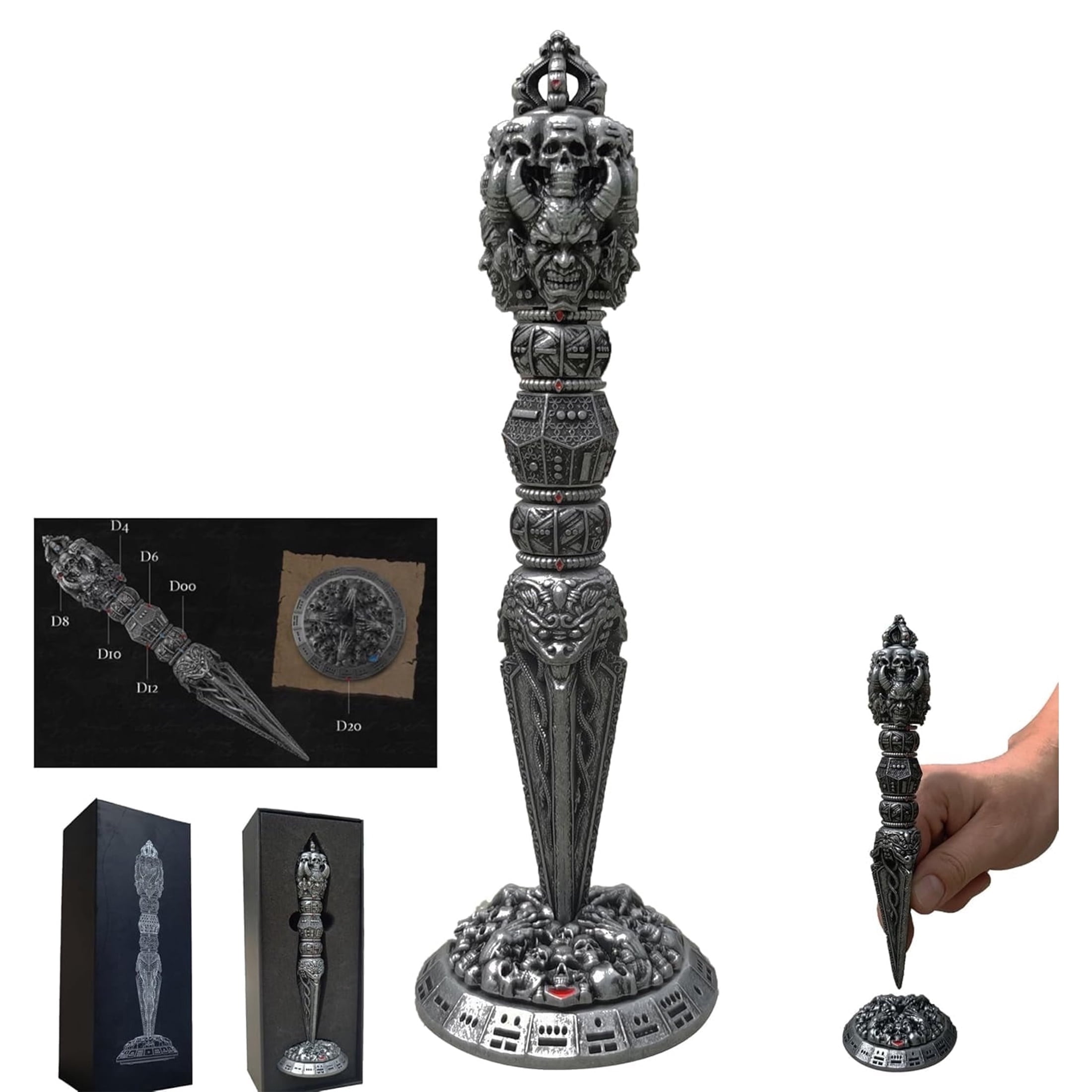 Wand Dice DND for Dungeons and Dragons, Long Dice Metal Sets