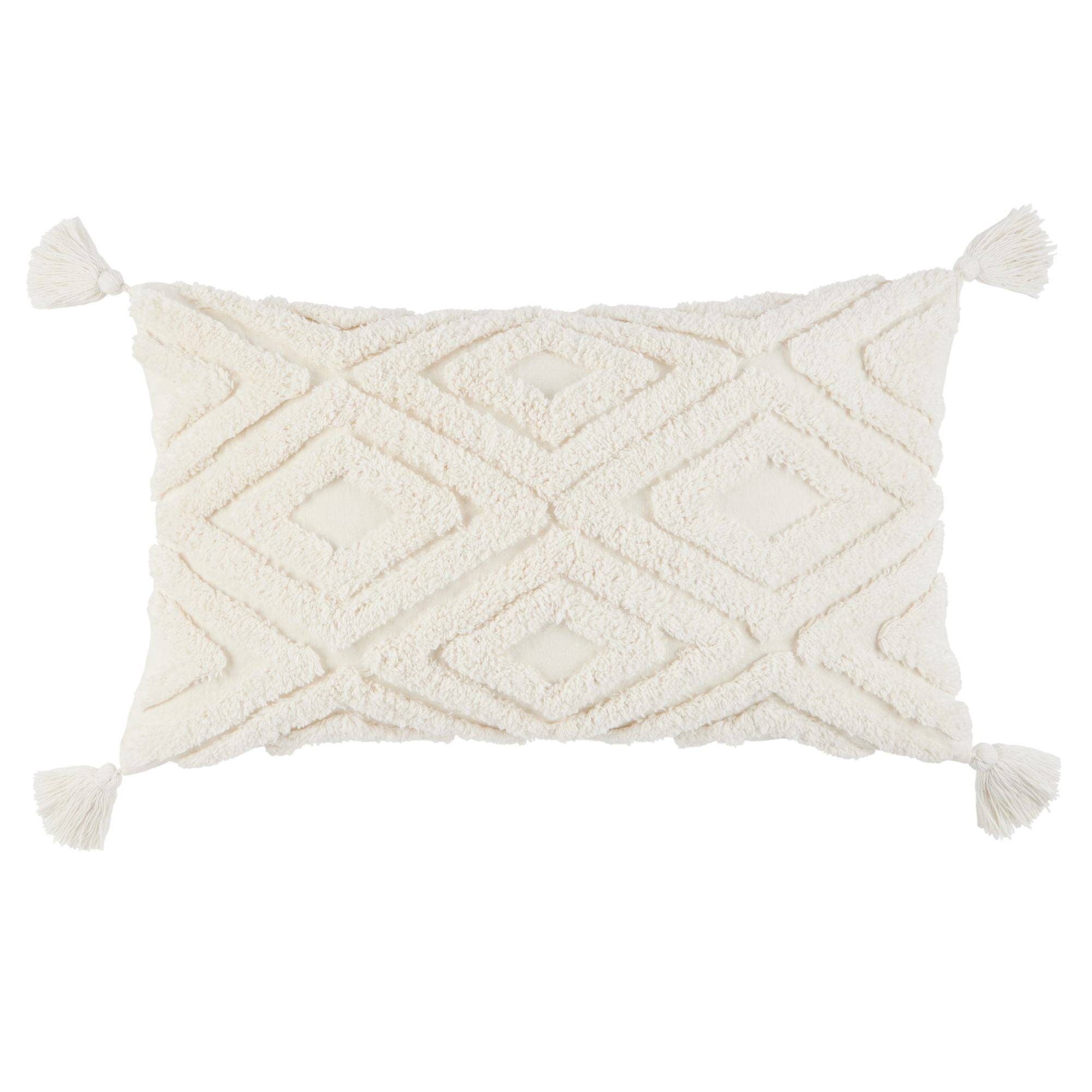 Wanda June Home Diamond Tufted Lumbar Pillow, 1 Piece, White, 14"x24" by Miranda Lambert