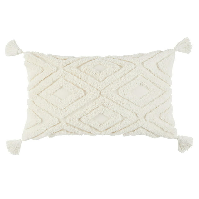 Wanda June Home Diamond Tufted Lumbar Pillow, 1 Piece, White, 14"x24" by Miranda Lambert