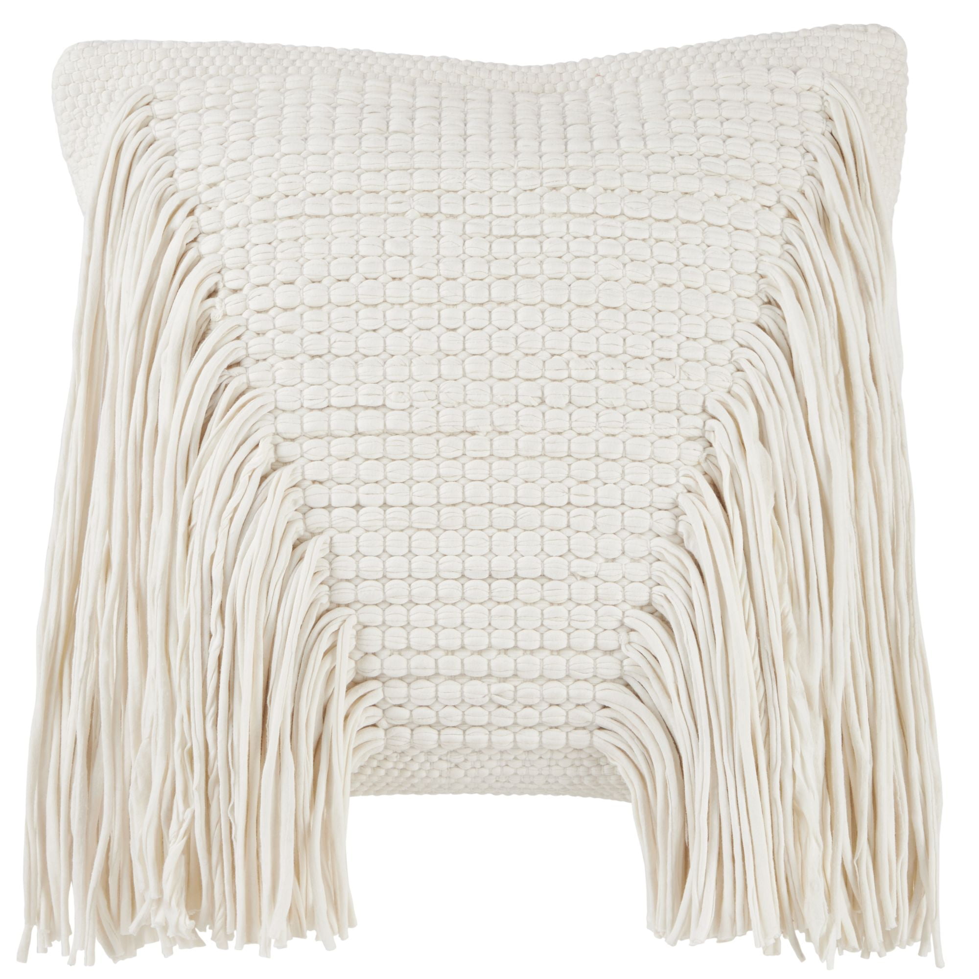 White Valle with Fringe Throw Pillow