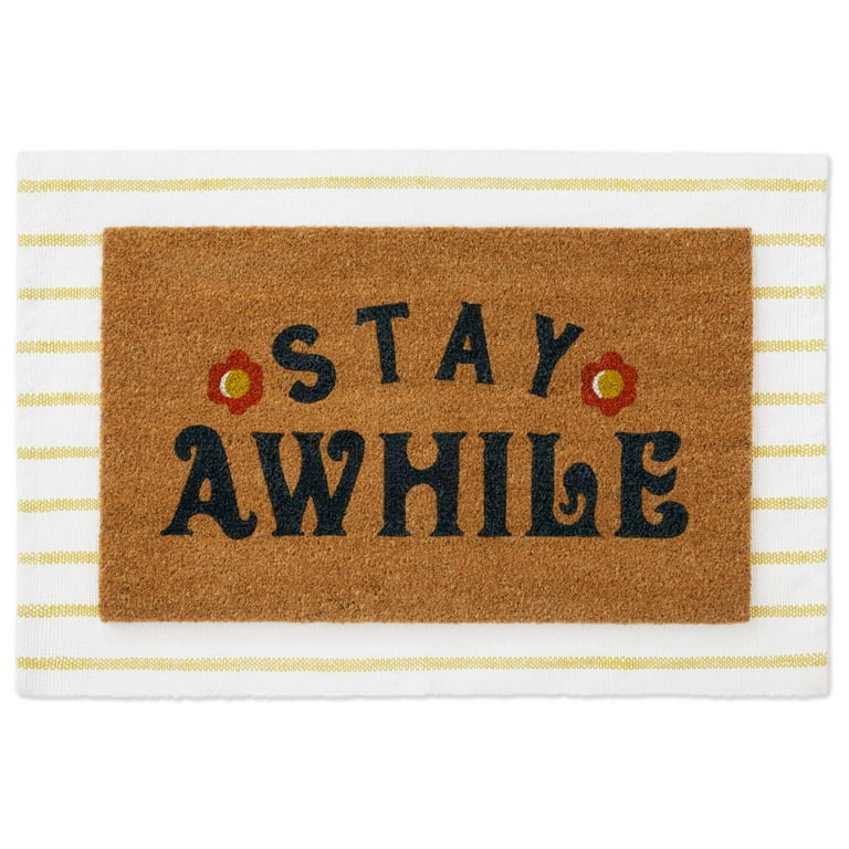 Wanda June Home Stay Awhile 2 Piece Coir Doormat Set, Yellow