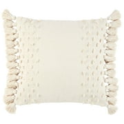 Wanda June Home Textured Cotton Tassel Pillow, 1 Piece, Ivory, 20"x20" by Miranda Lambert