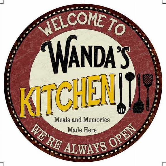 Wanda's Kitchen 14" Round Metal Sign Bar Game Room Wall Decor 100140040089