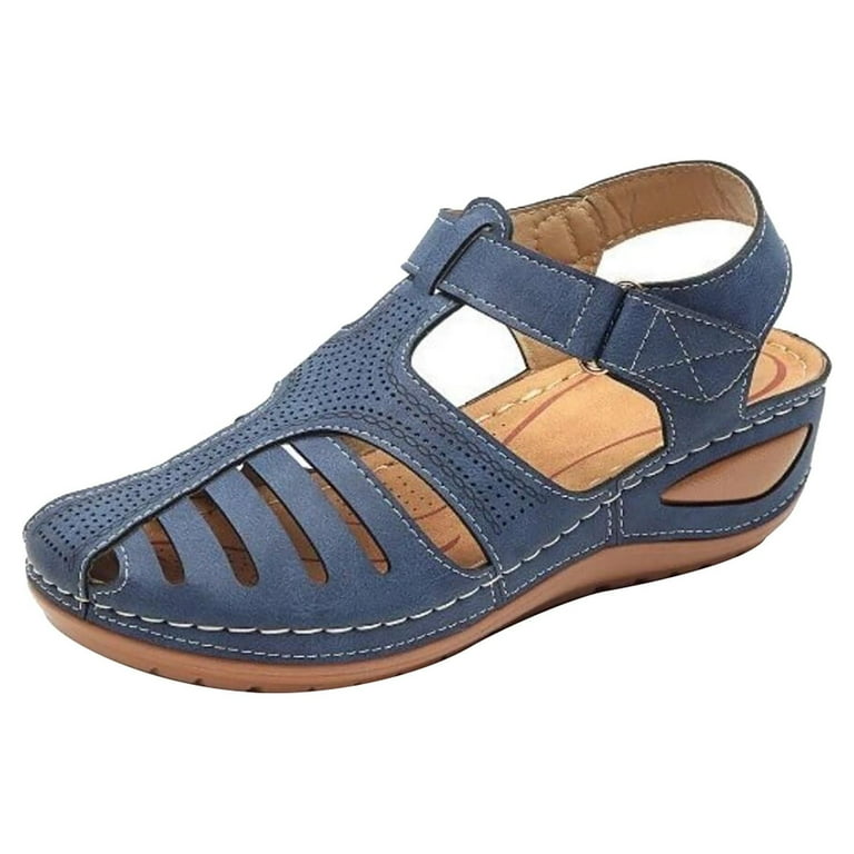 Soft leather closed toe sandals top