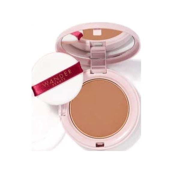 Wander Beauty Wanderlust Powder Foundation - Golden Medium - Blurs and Evens Skin Tone - Perfects and Hydrates With Hyaluronic Acid, Aloe, Honeysuckle,  and  Vitamin E - Lightweight, Buildab