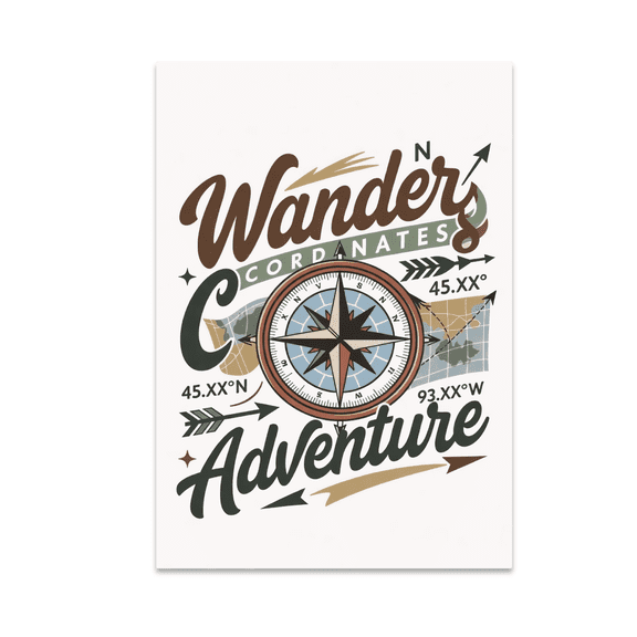 Wander Coordinates Adventure Wall Art - Travel Enthusiast - 13x19 Poster Print