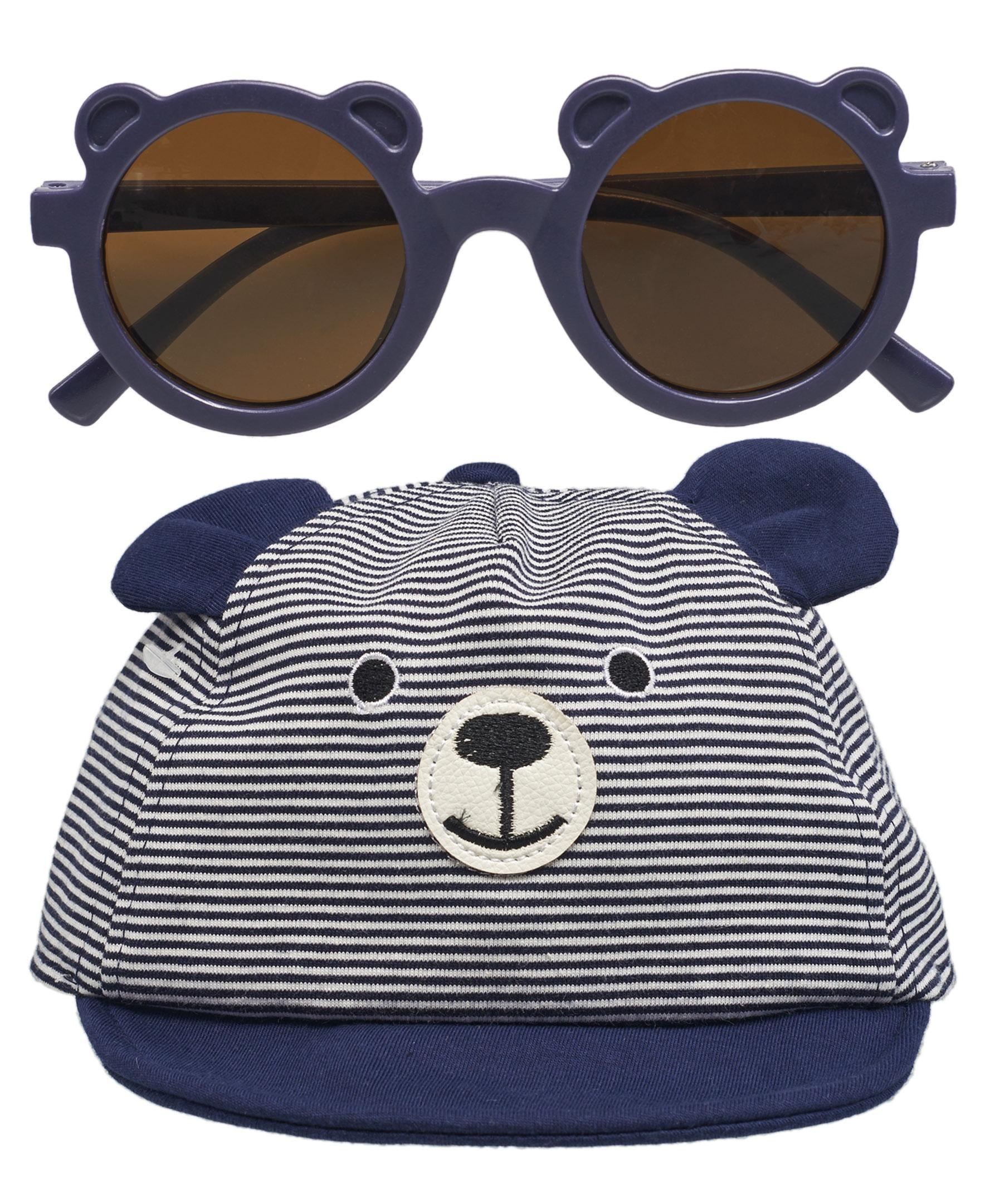 Wander & Dream Infant Bear Hat & Sunglasses Set for Boys & Girls (Infants) in Navy