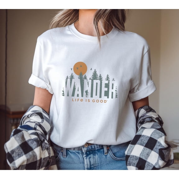 Wander Life Is Good Shirt, Hiking Outdoor Nature Tee For Adventure Lovers, Forest Sunset Hiking Graphic Shirt, Camping Gift Tee