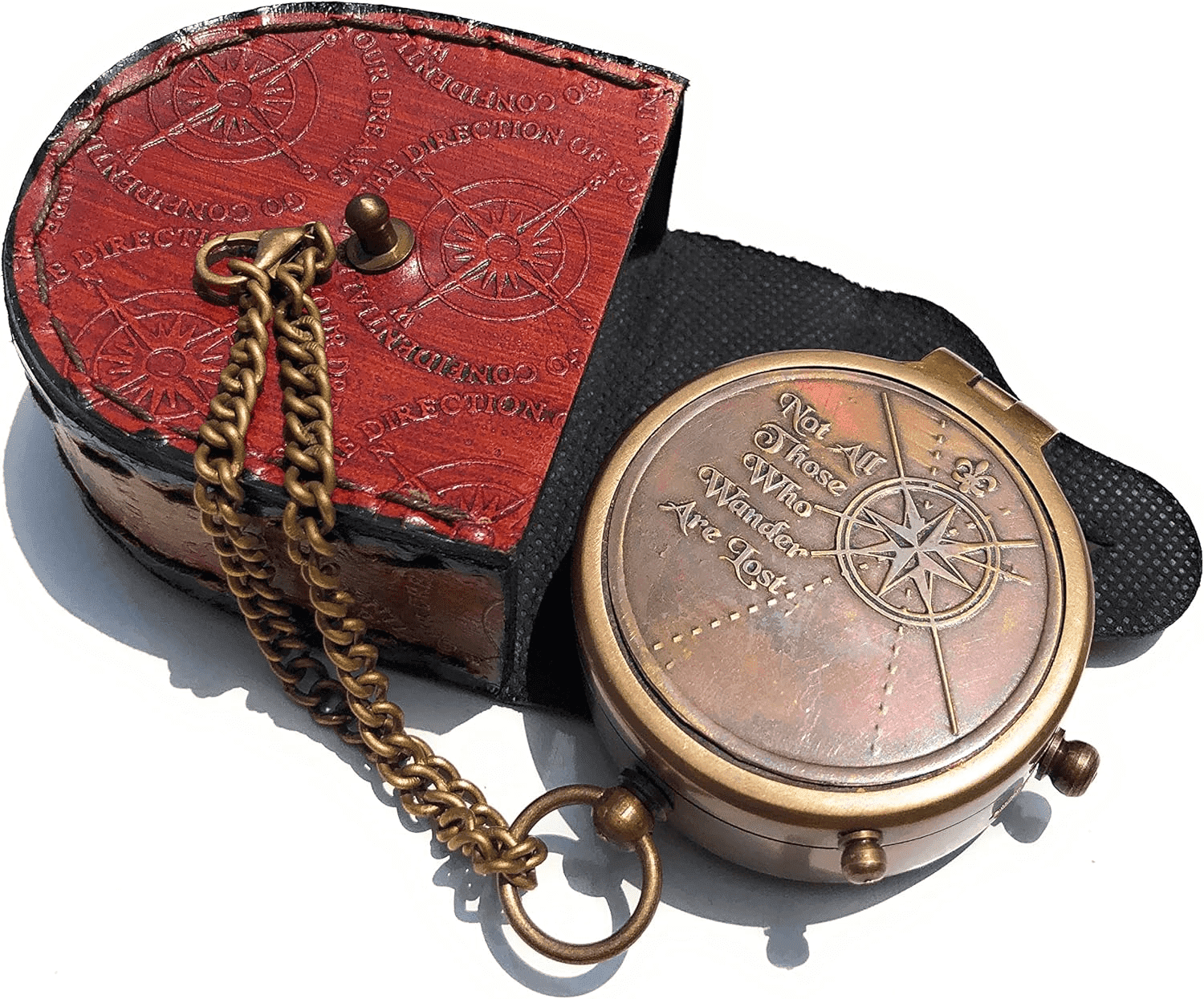 Not All Who Wander Are Lost Engravable Compass - Pocket Compass - Brass ...