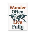 thumbnail image 1 of Wander Often Live Fully World Map Art - Travel Enthusiast - 13x19 Poster Print, 1 of 3