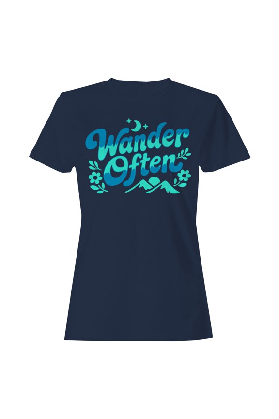 Wander Often Quote Women's Navy T-shirt
