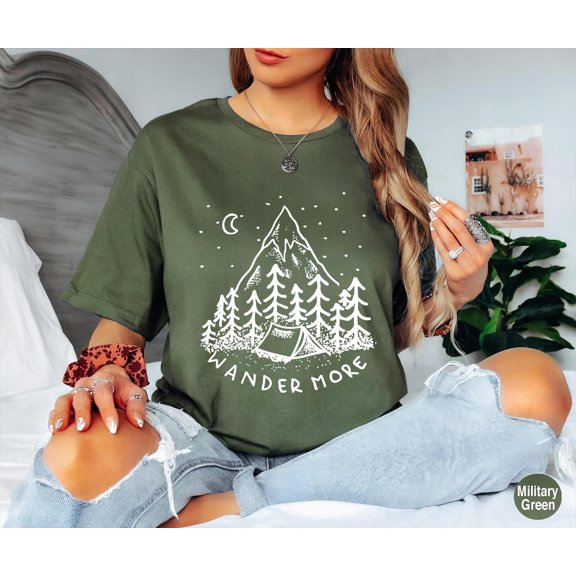 Wander More Shirt, Nature Camp Lover Tee, Wanderlust Shirt, Glamping Tee, Camping-Hiking-Backpacking-Adventure-Outdoor Shirt, Explore Shirt Tshirt All Size S-5XL